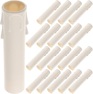 20PCS Chandelier Candle Socket Covers 4 Inch, White Plastic Candle Covers Sleeves for Chandelier, E12 Candelabra Base Socket Candle Cover for Chandelier (White)