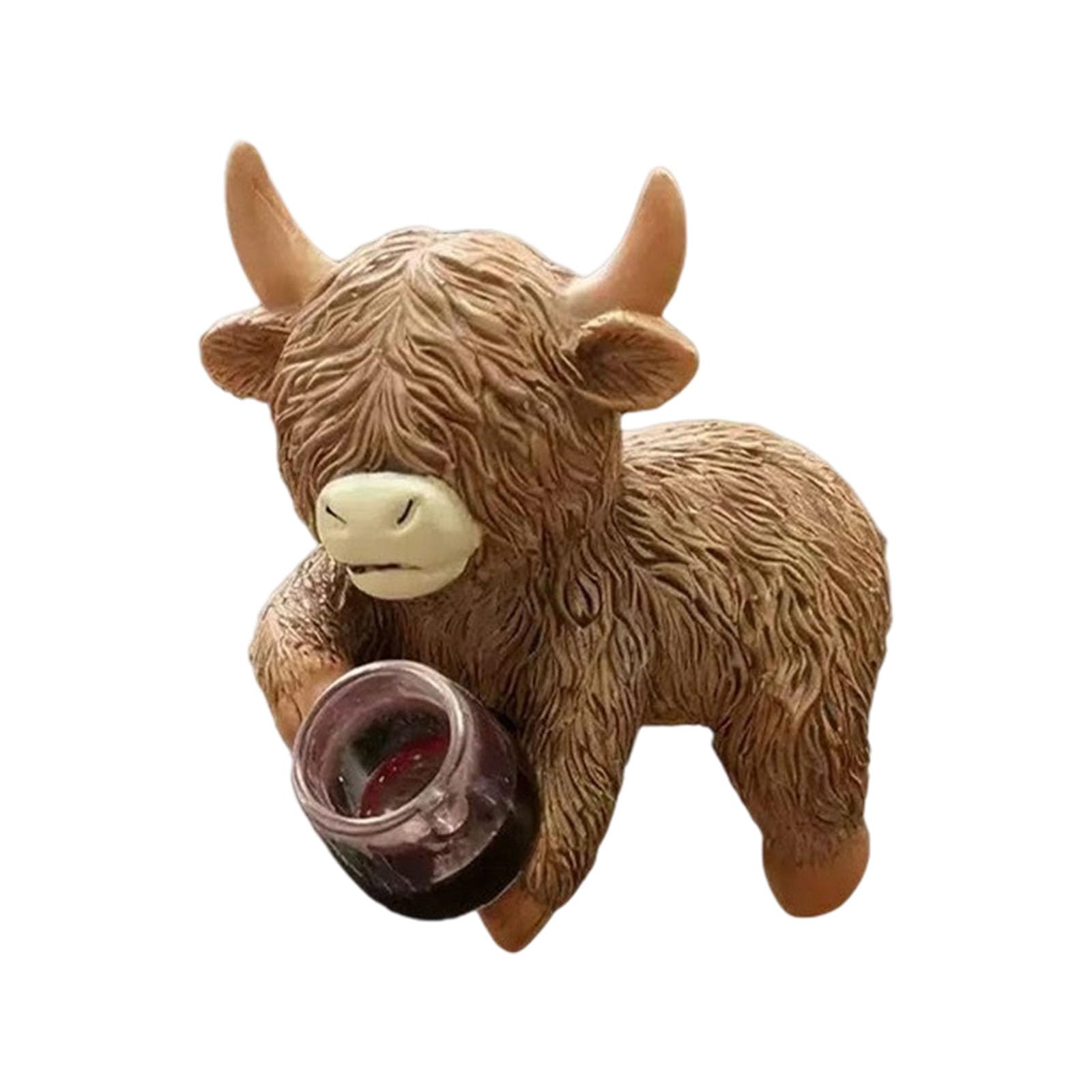 WEILWH Cartoon High Cow with Mug Flower Pots Huggers Figurine for Home Garden Decoration Resin Planter Hanging Statue High Cow Flower Pots Ornament
