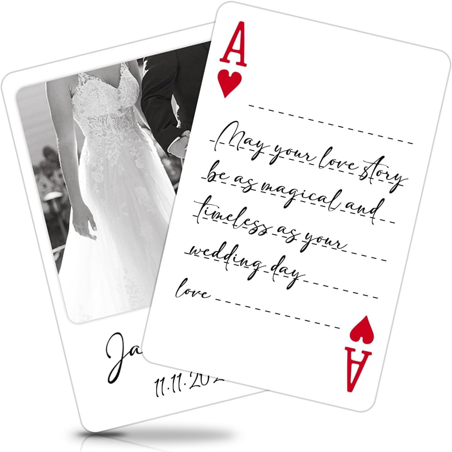 LongGenius Custom Guest Book Playing Cards, Personalized Photo Wedding Book Idea, Blank Playing Cards, Modern Wedding Guest Book, Bridal Shower Present, Signing Cards, Beige