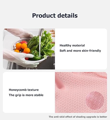 Miniatura 3 de 3 pares de guantes de limpieza de goma, guantes reutilizables para lavar platos de cocina y hogar, herramienta antideslizante