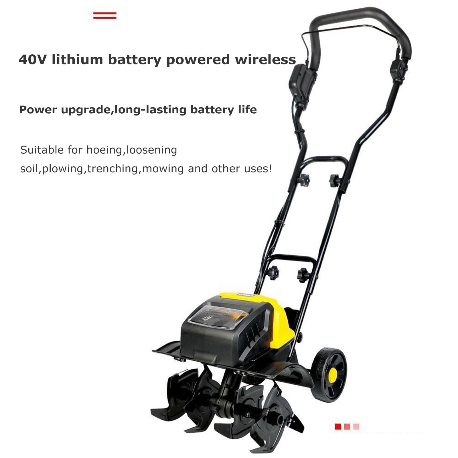 Elektryczny kultywator 1500 W, frez do ziemi ogrodowej, składany uchwyt, szerokość frezowania 36 cm i głębokość frezowania 22 cm, regulowany kultywator do ogrodu warzywnego, trawnika, ogrodu, 4AH