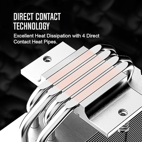 Miniatura 2 de ID-COOLING SE-214-XT ARGB Enfriador de CPU blanco 4 tubos de calor, enfriador de aire de CPU ARGB sincronización de luz con placa base (conector de