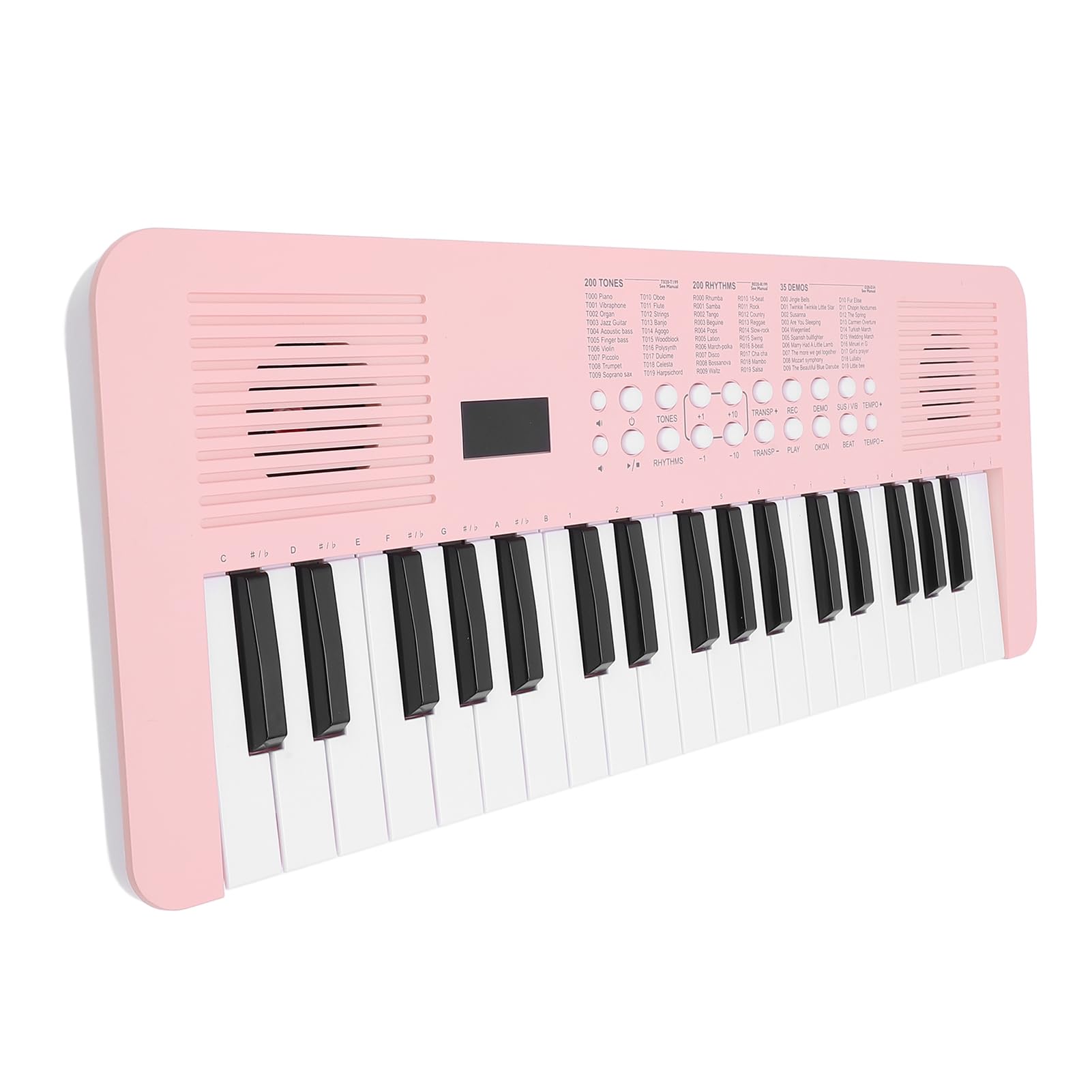 Walfront Tastiera Elettronica a 37 Tasti, Materiale Plastico, 200 Opzioni Audio, Design Portatile per Musicisti e Principianti (PINK)