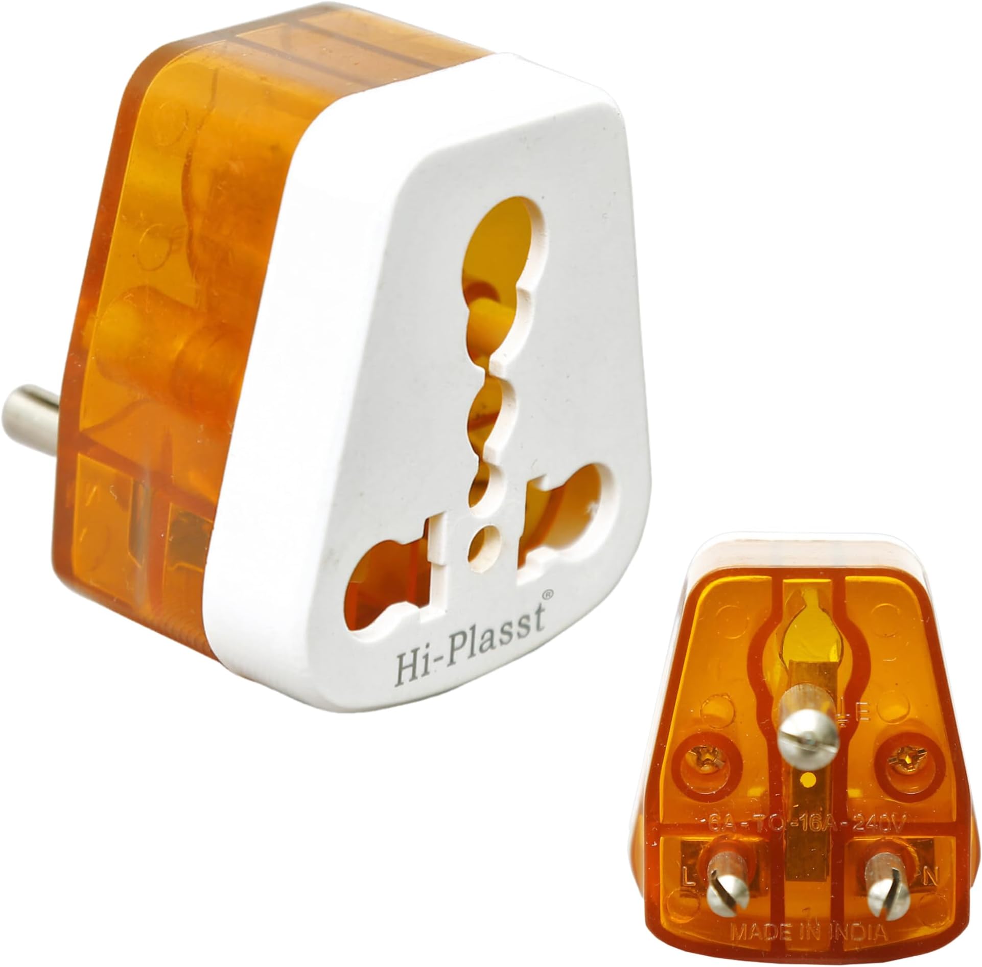 HI-PLASST (1pc) Converter Plug 6ampere to 16ampere 3-Pin International 16 amp socket for Big Size 16 Ampere Plug Top (Use 16amp Devices in 6amp Normal Socket)for Geysers A/C Refrigrator Microwave,etc