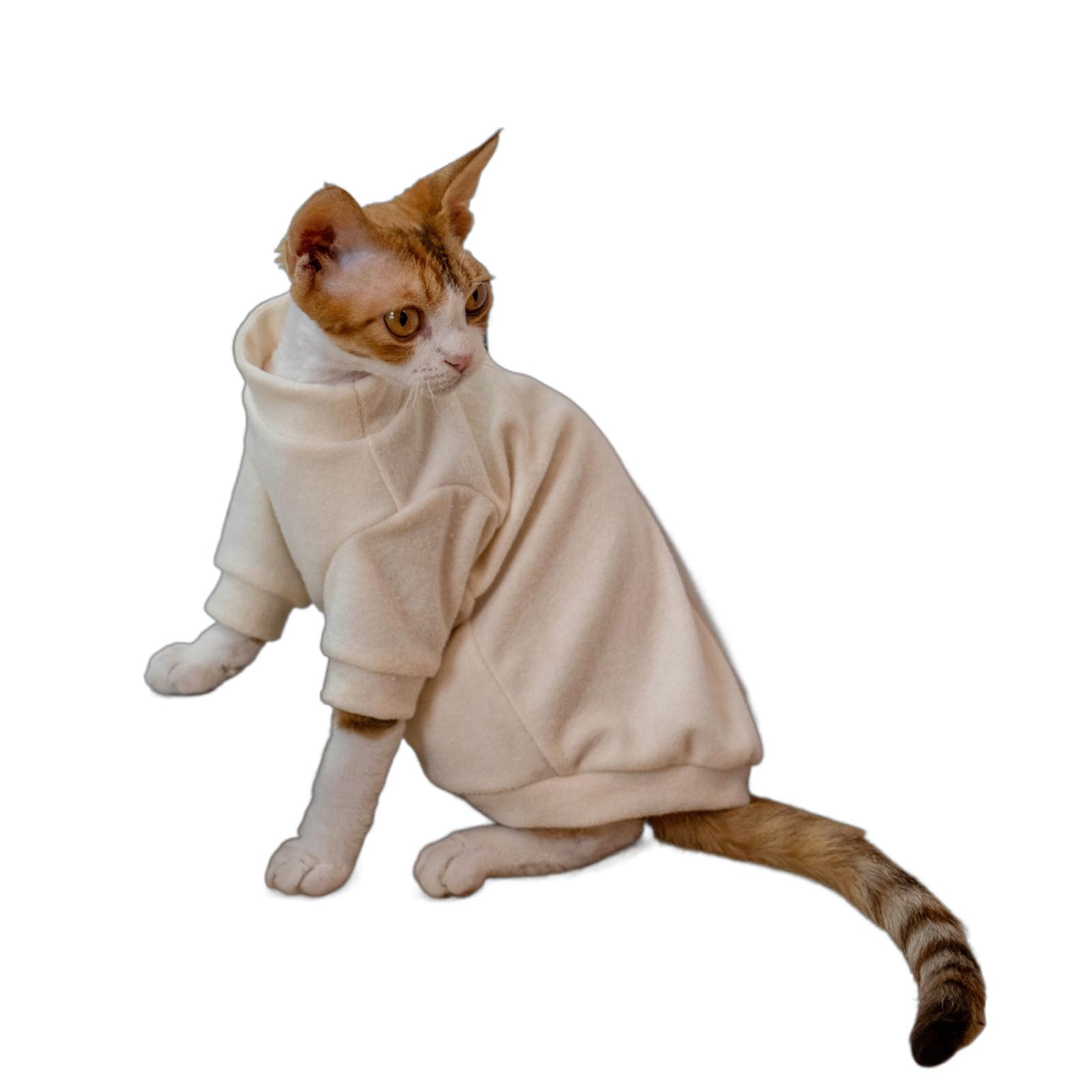 T-shirt d'été pour chat Sphynx et Devon Rex OMEM en coton beige taille M