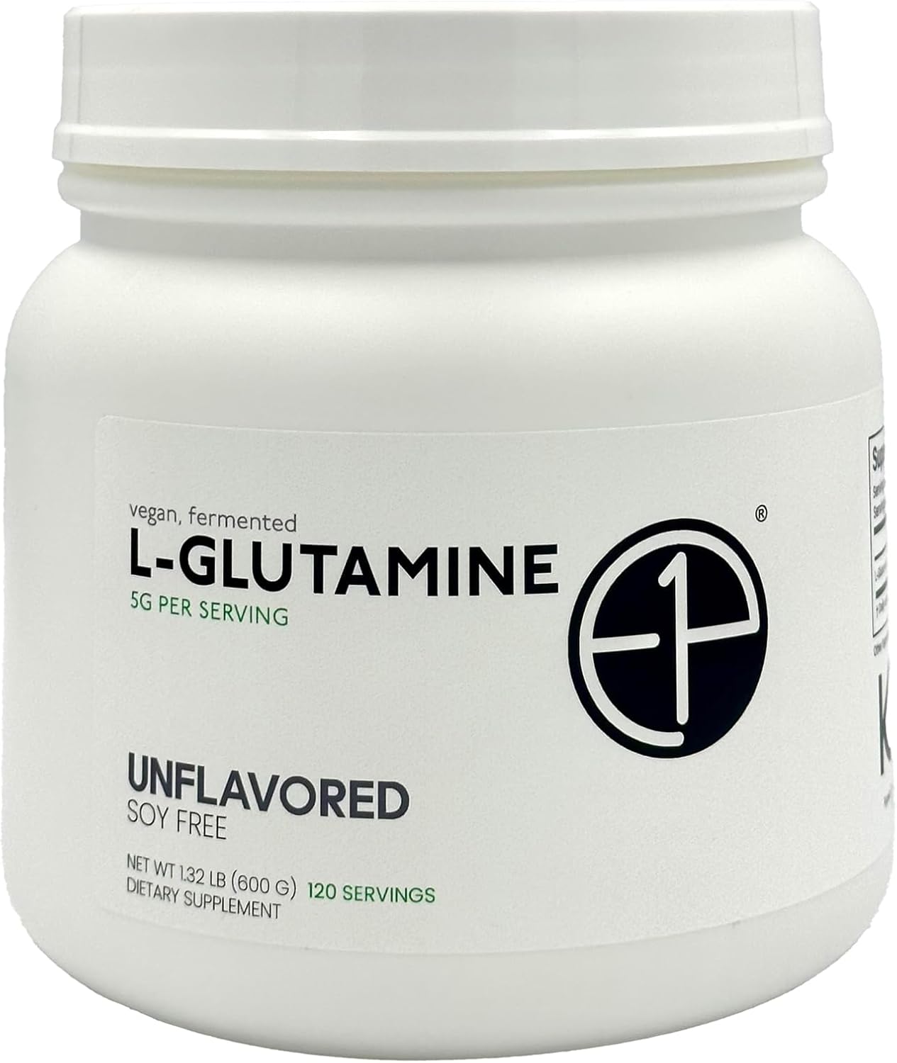 L-Glutamine 600grams (120 Servings) Unflavored, Non-GMO, Vegan Fermented, Third-Party Lab Tested. Made with Halal and Kosher Certified Ingredients.