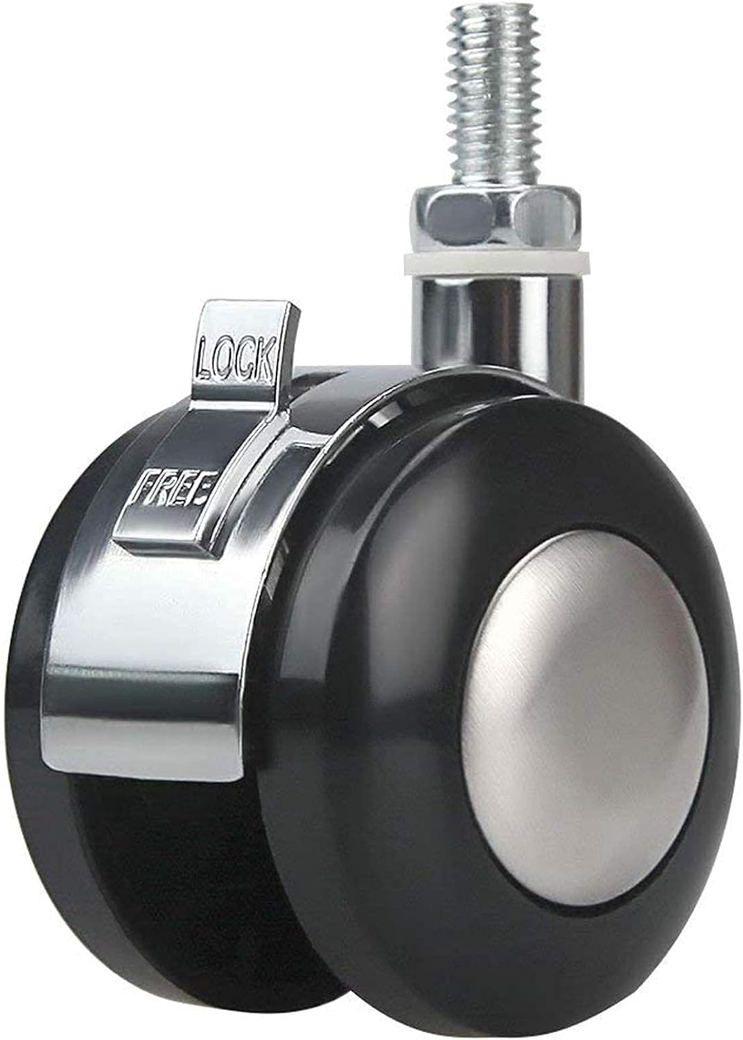 Plate Casters Aluminum Alloy Furniture Casters 2 Inch Alloy Thread M8 Caster Wheels Heavy Duty Office Swivel Chair Brake Universal Wheel-Pack of 4