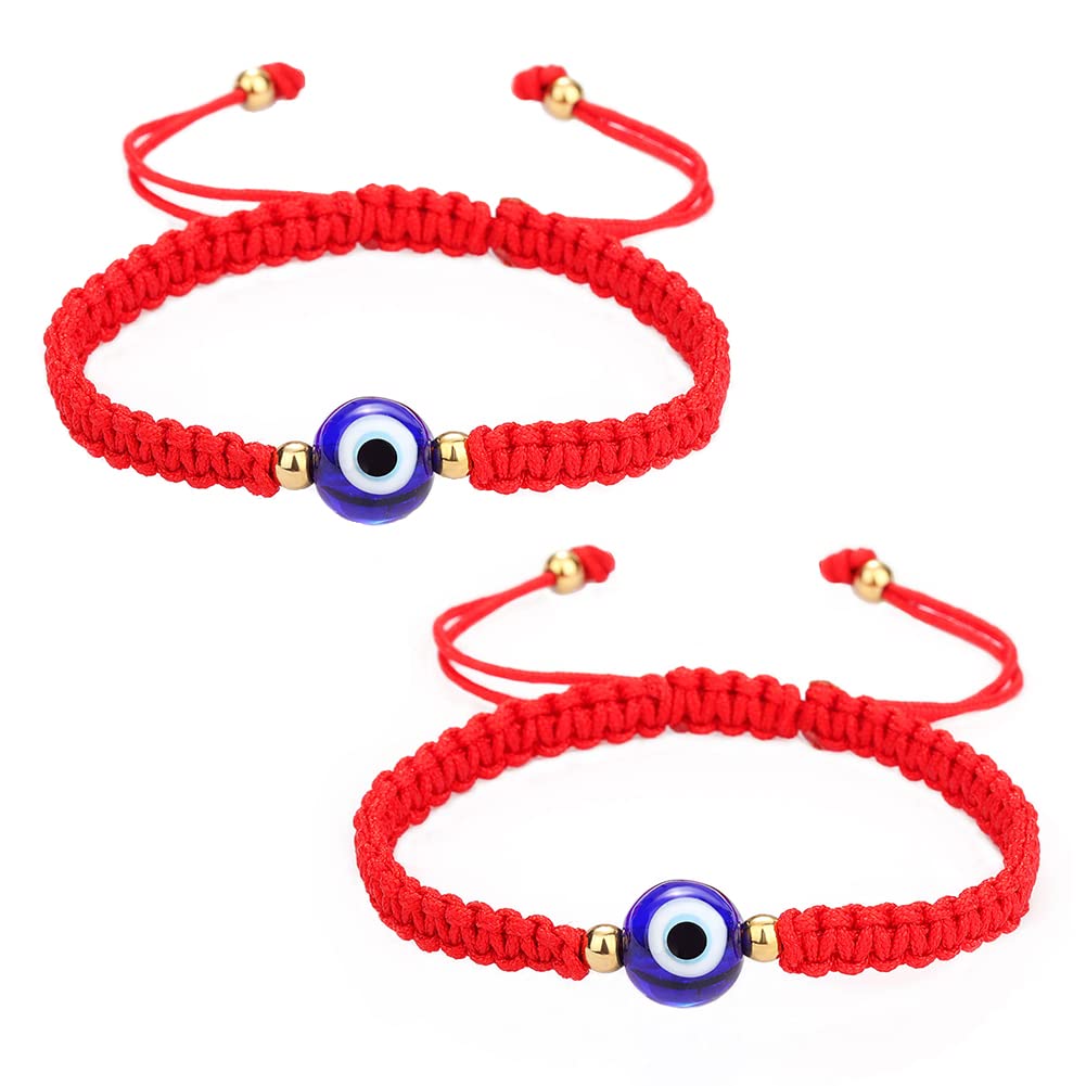 SUMMER LOVE 8mm 10mm Black Red String Evil Eye Bracelet Mal De Ojo Kabbalah Amulet Nazar for Family Couple Bestfriend Women Men Girls Boys