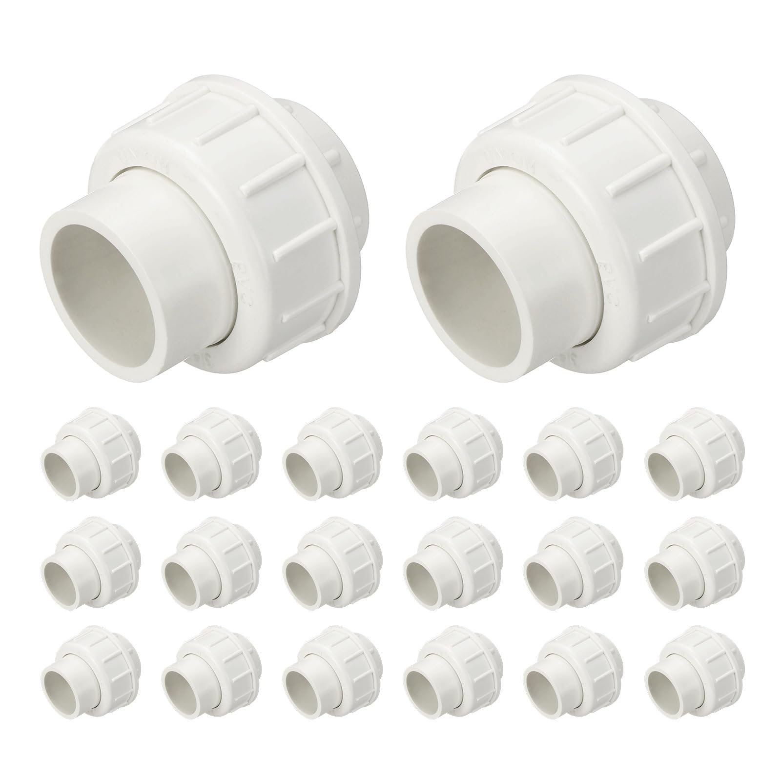 DTGN 20Pcs 3/4"PVC Union Coupling Pipe Fitting SCH40 PVC Slip Union Adapter