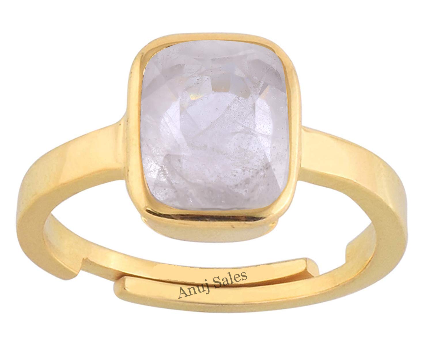 11.25 Ratti Certified Unheated Untreated Natural panchdhatu Adjaistaible Gold Ring White Sapphire Pukhraj Loose Gemstone for Women and Men-image-26