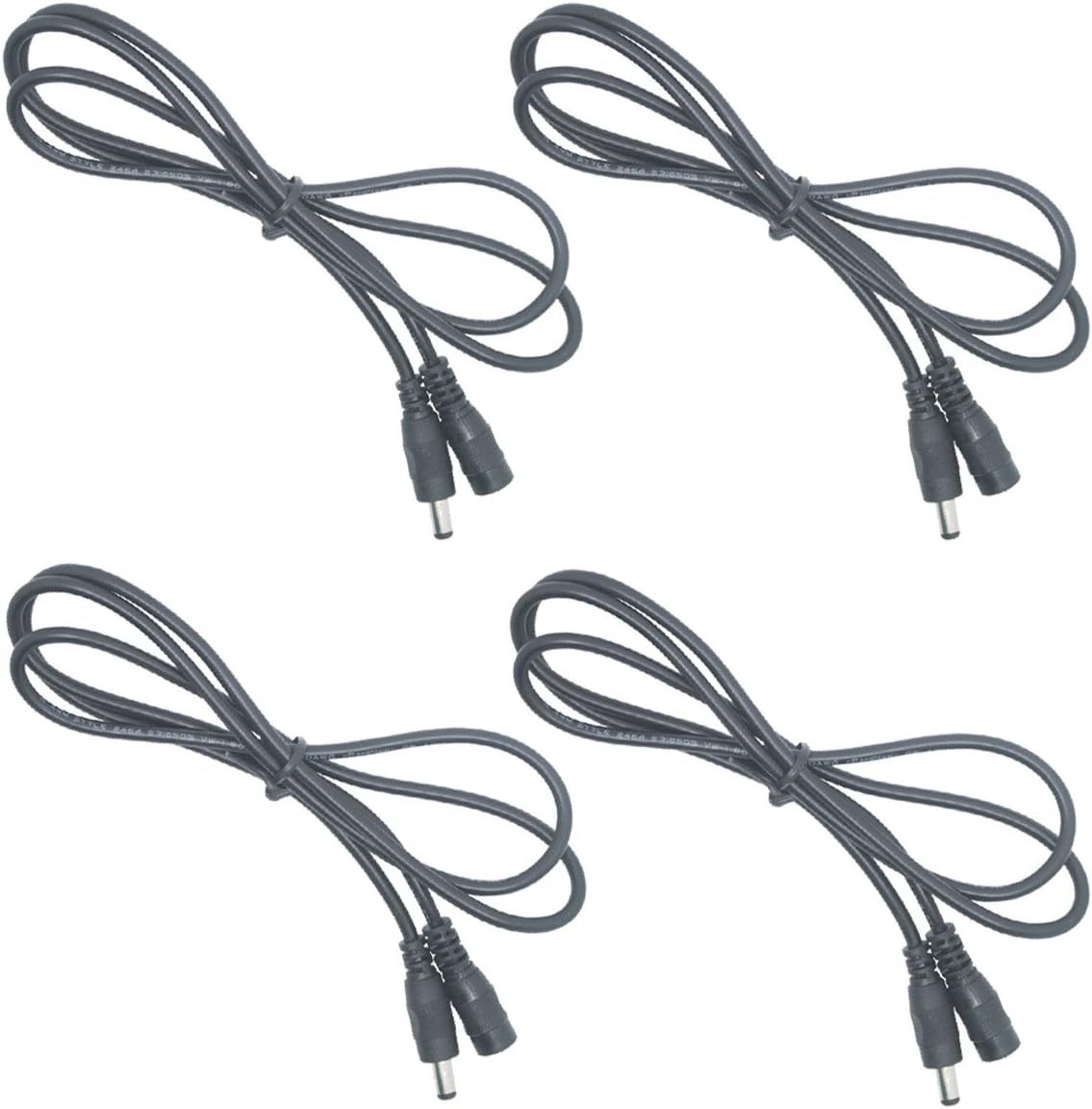 Litever Extension Cable 20 awg 3.3 ft, Extra for Litever LL-008 Series Under Cabinet Lights.5.5mm x 2.1mm DC Plugs, Male to Female, for 5~24VDC LED Light Strips, CCTV; Extension Jumper Cord-(4-Pack)