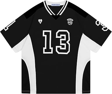 Aelfric Eden Jersey Shirts Color Blocking V-Neck Tee Oversized Vintage T Shirt Short Sleeve Casual Summer Tops