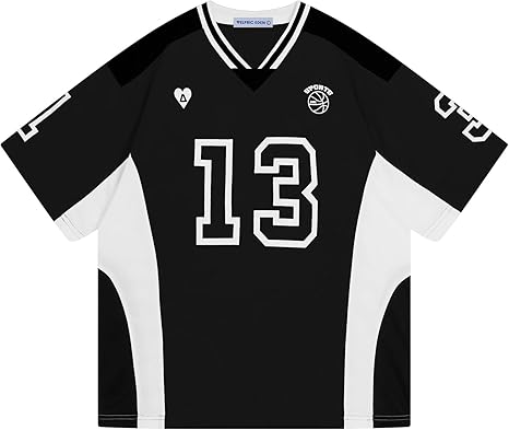 Aelfric Eden Jersey Shirts Color Blocking V-Neck Tee Oversized Vintage T Shirt Short Sleeve Casual Summer Tops