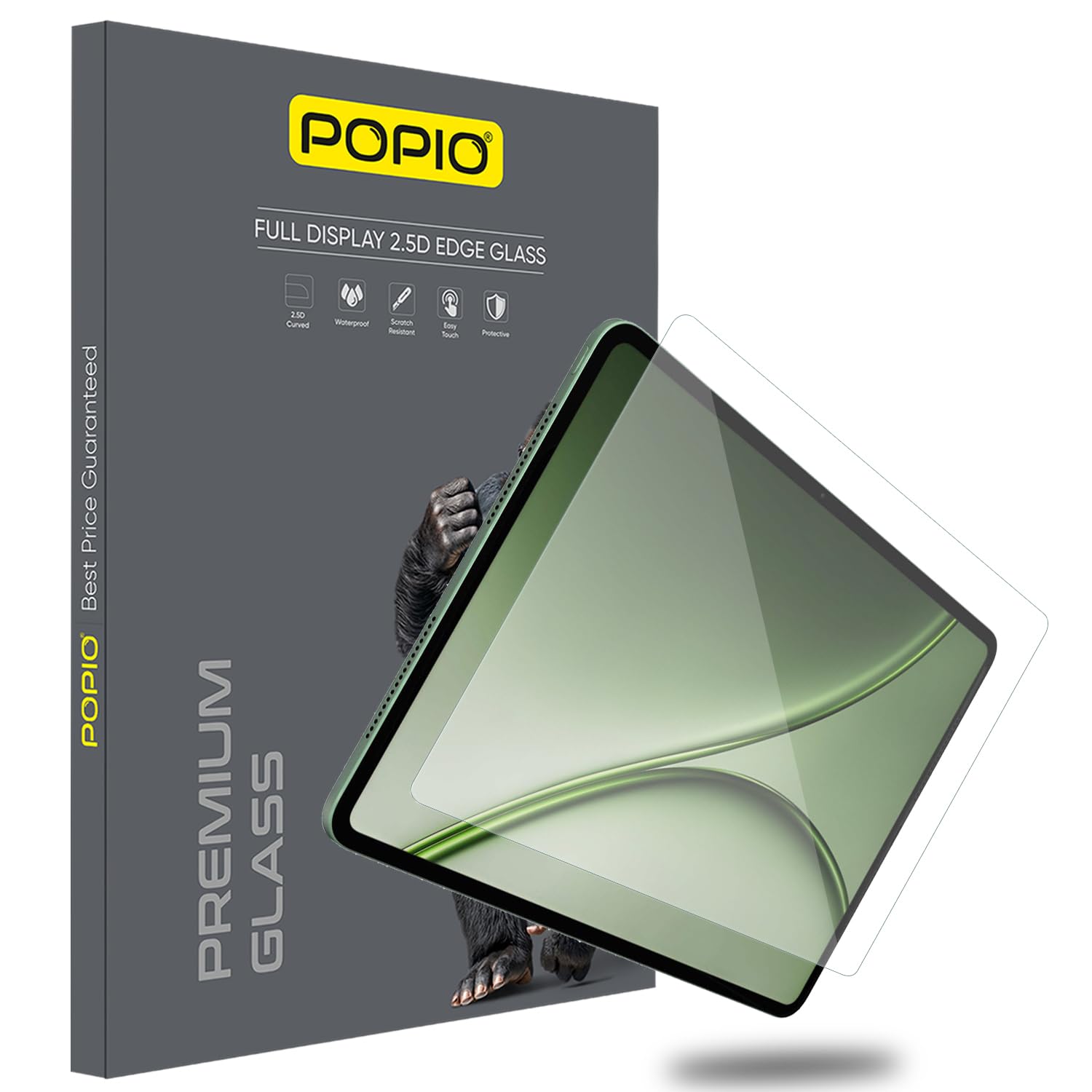 popio military-grade tempered glass screen protector for oneplus pad 4 | 9h hardness, hd clear, scratch resistant, bubble-free installation (1 pack)
