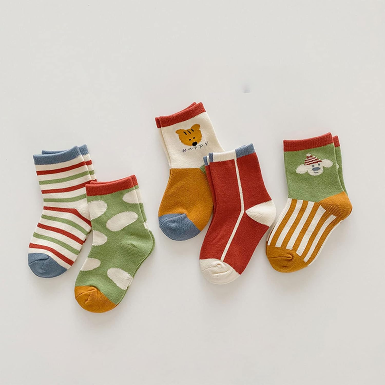 Sock,5 Pairs Toddler Kids Cartoon Socks Striped Animal Hosiery