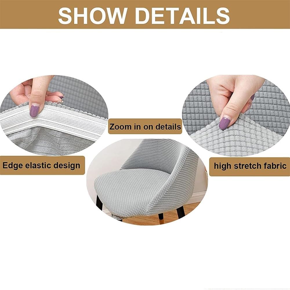 Curved Bar Swivel Dining Chair Covers Slipcover Set of 2/4/6 Kitchen/Dining/Living Room Counter Chair Slipcover Bar Pub Stools Height Chair Protector Covers(Coffee,6PCS)