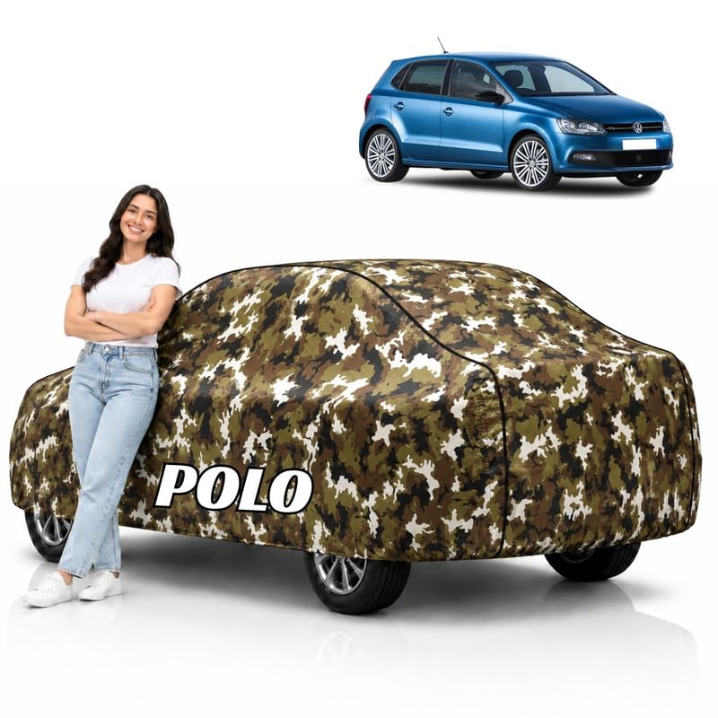 Image of Mind-Blowing 2026 100% Waterproof Polo Car Cover | Polyester Car Body Cover for Rain & Sun | UV Protection, Dustproof, Scratch Resistant, Windproof, Heat Resistant, Custom Fit (Jungle)