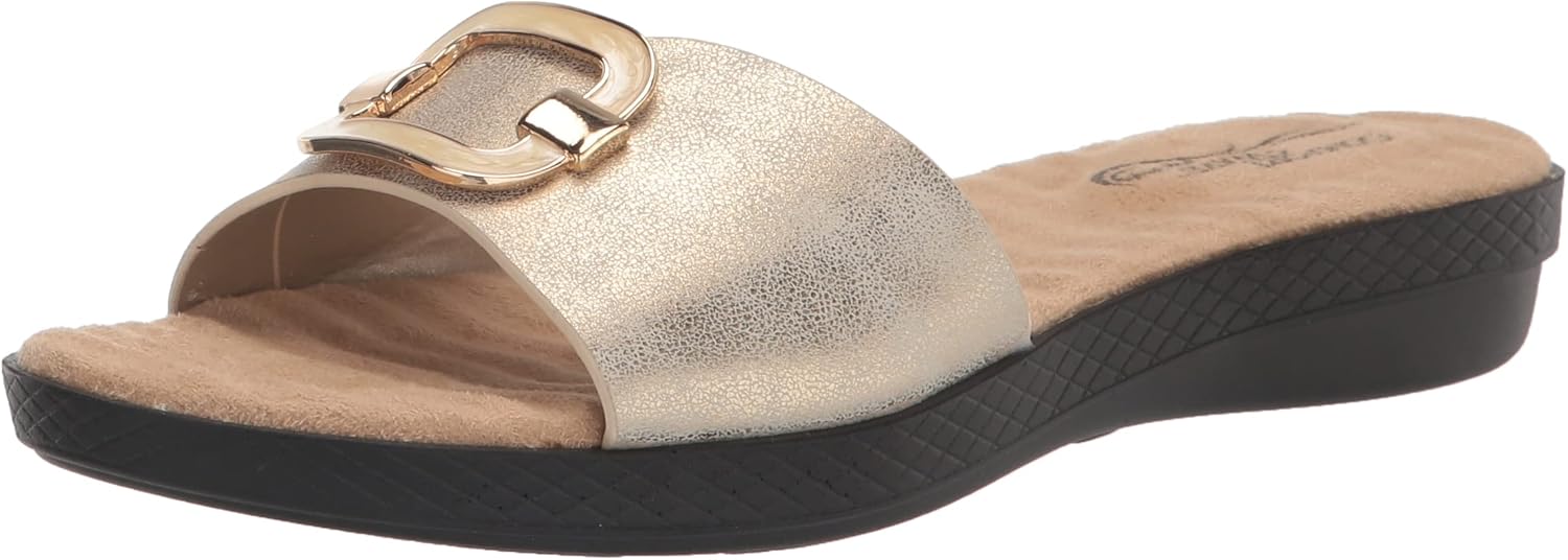Easy Street Women's Sunshine Slide Sandal, Soft Gold, 5