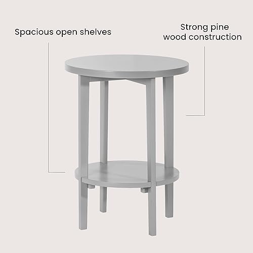 Miniatura 3 de Forever Eclectic Halo - Mesa redonda de madera con estante, color gris