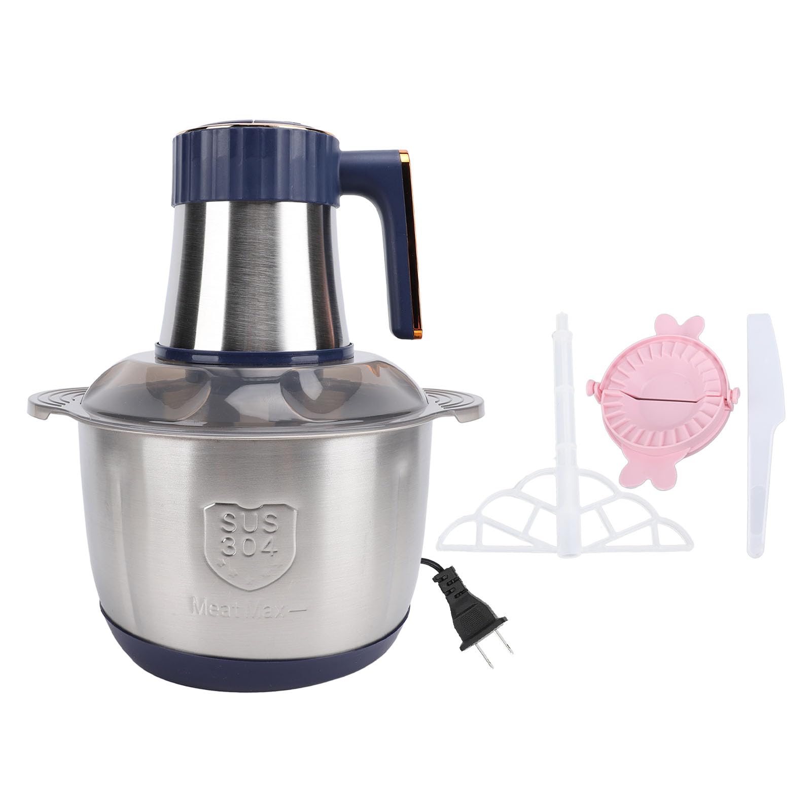 Tritatutto elettrico, 5 l 500 W in acciaio inox, tritacarne, tritatutto per cipolle, verdure, aglio, insalata, frutta e noci.