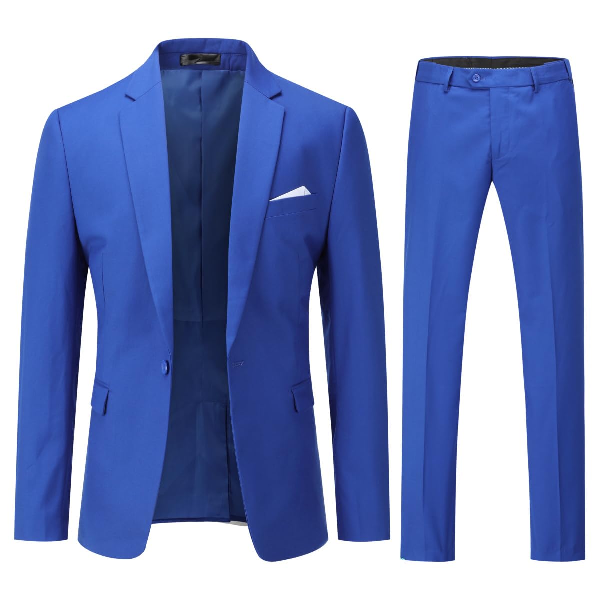 YOUTHUP Garnitur męski, 2-częściowy, slim fit, garnitur męski, biznesowy, wesele, nowoczesny garnitur, marynarka, spodnie garniturowe, niebieski, XXL
