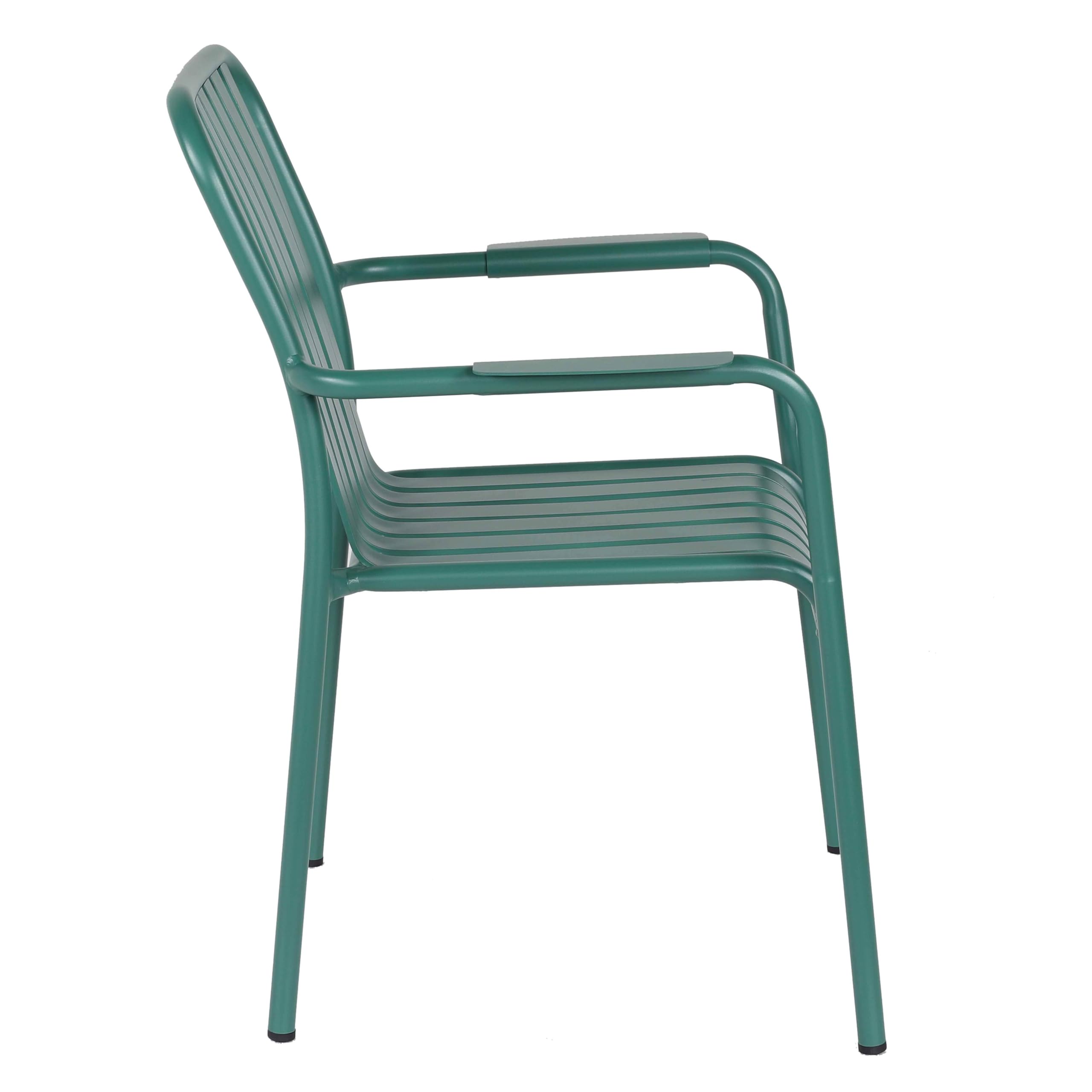 Oviala Chaise de terrasse avec accoudoirs en Aluminium Vert foncé