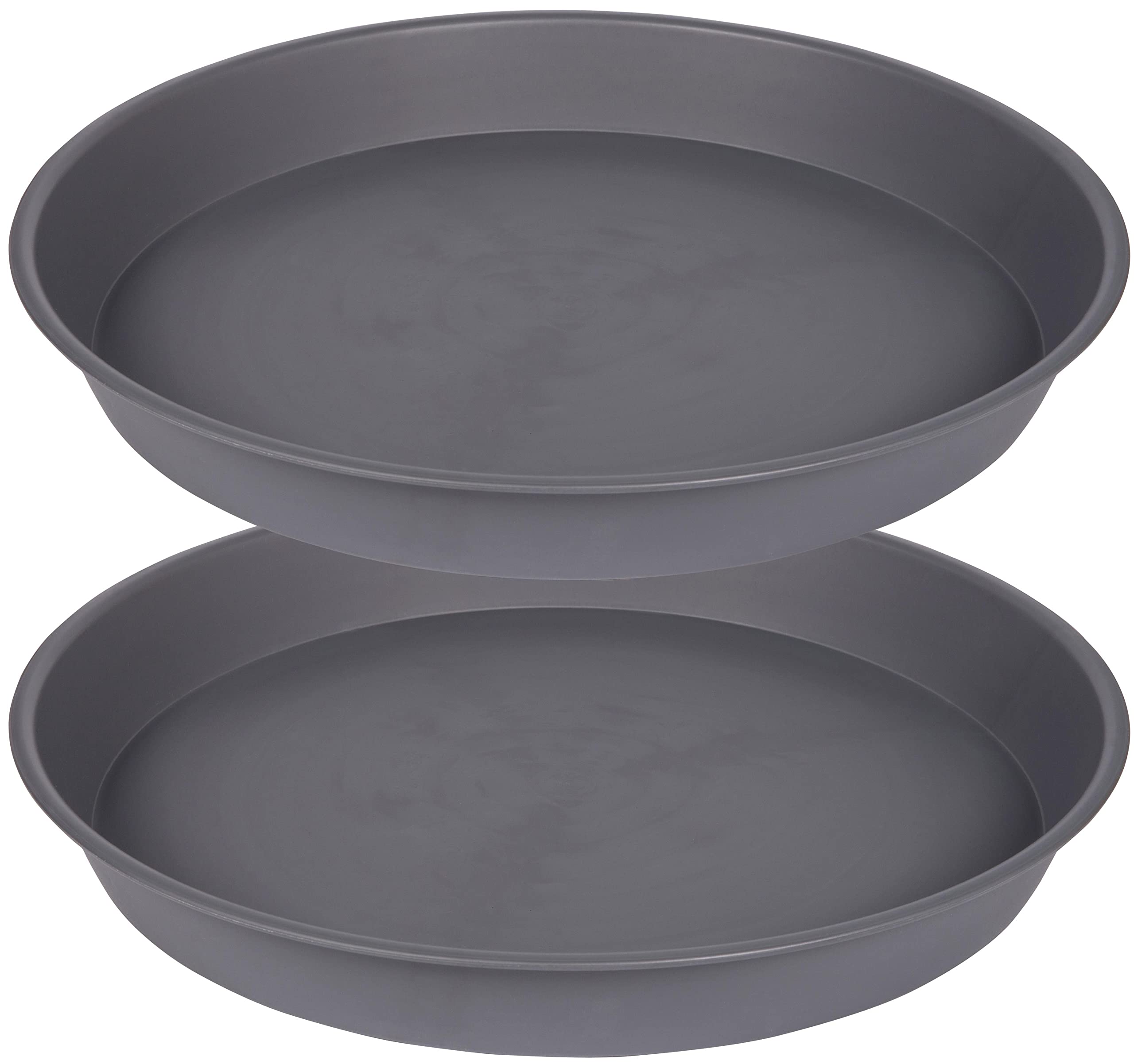 Bleuhome 2 Pack of 8 inch Plant Saucer Clear, Heavy Duty Plastic Plant Water Tray 8 inch Round, Flower Plant Saucers for Indoors No Holes, Plant Dishes Saucer for Planter 7"/8" (8", Cement)