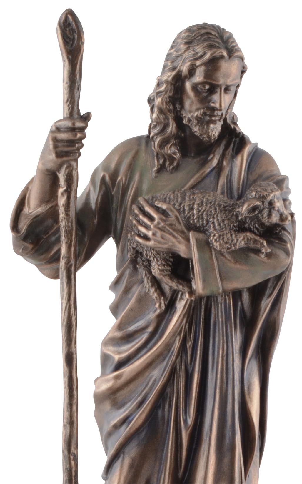Jesus als guter Hirte, aus Kunststein, von Hand bronziert und coloriert, Veronese Kollektion,708-78276