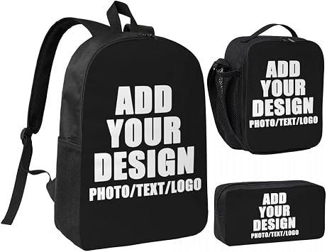 Custom 17inch Laptop Backpacks Bag Set with Lunch Box Pencil Case Customize Casual Large Capacity for Travel, Camping