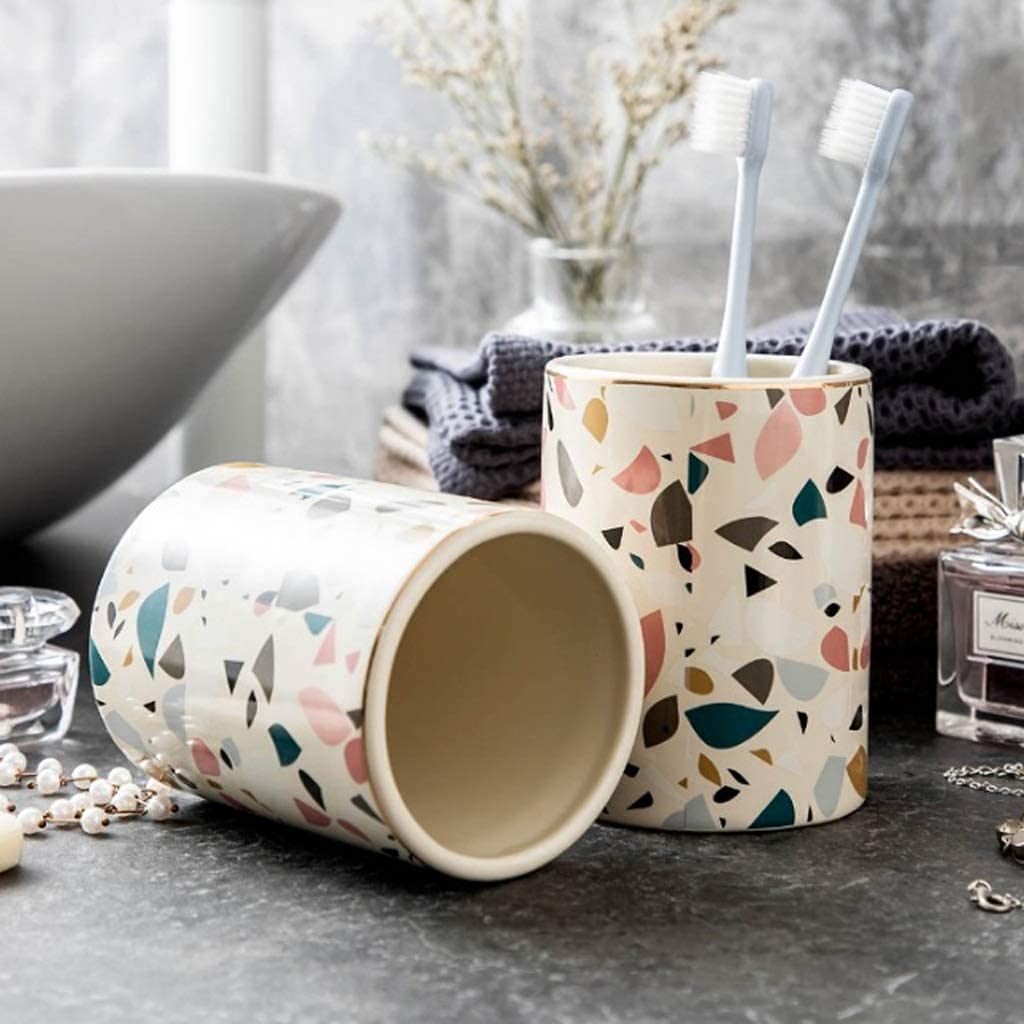 Badezimmer Set Modernes Badezimmer-Accessoires-Set, Kreatives Europäisches Waschbecher-Badezimmer-Accessoires-Set, Badezimmer-Seifenspender-Set Seifenspender Set Zubehör(B)