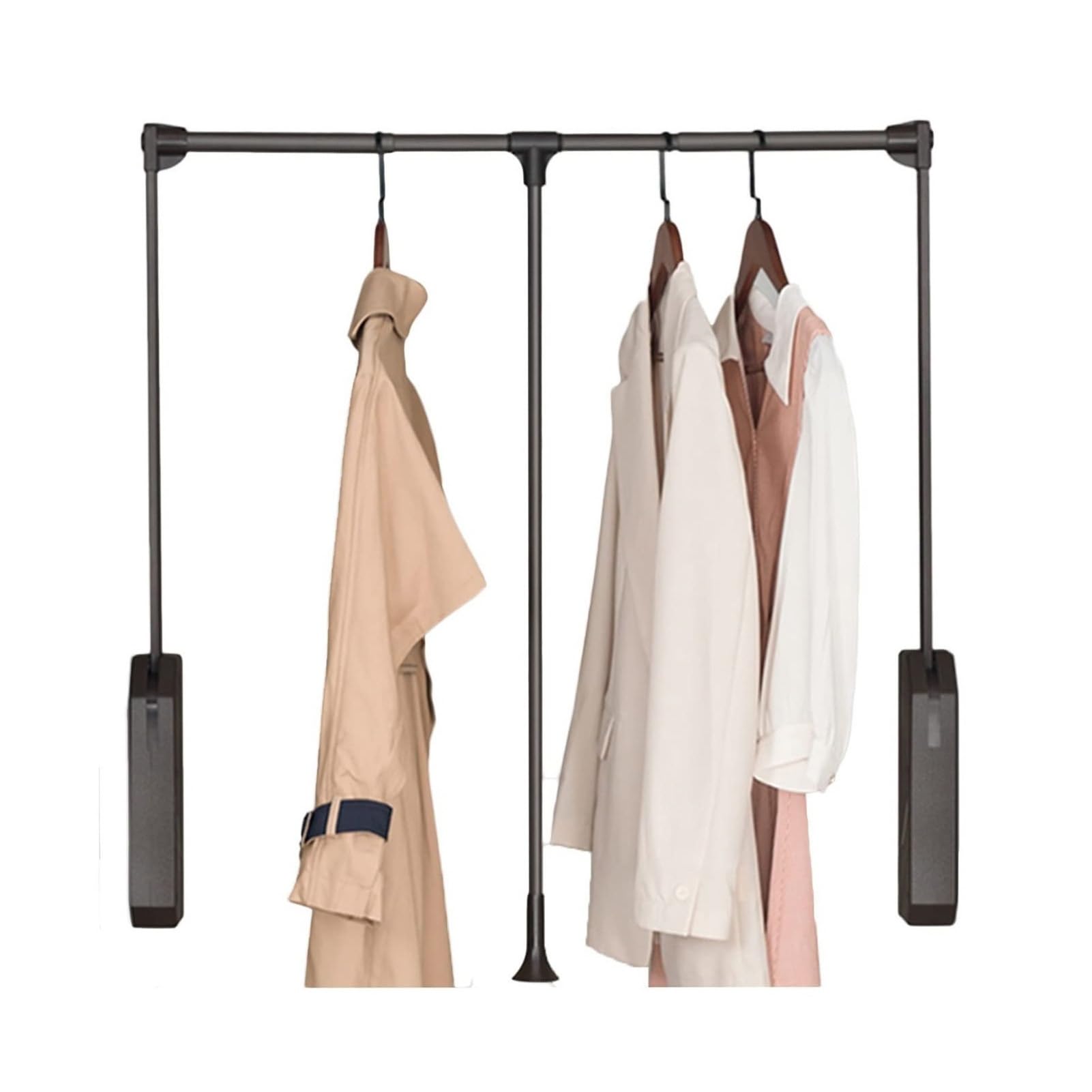 AYCDL Pull-down Lifting Drying Rack - Steel Sliding Pants Hanger Rod, Damping Buffer Clothes Rail Cloakroom, Adjustable Width Suitable For Most Wardrobes, Load-bearin,900-1220MM