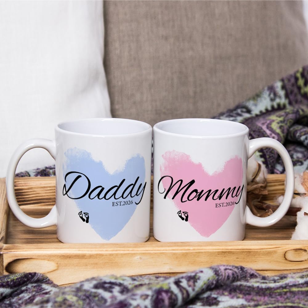 FUNNYUNCLE Daddy Mommy Est 2026 Mugs,New Parents Gifts First Time 2026, Pregnancy Announcement For Parents To Be, Baby Shower Gifts For Dad Mom Tea Cup 11 OZ - Image 6