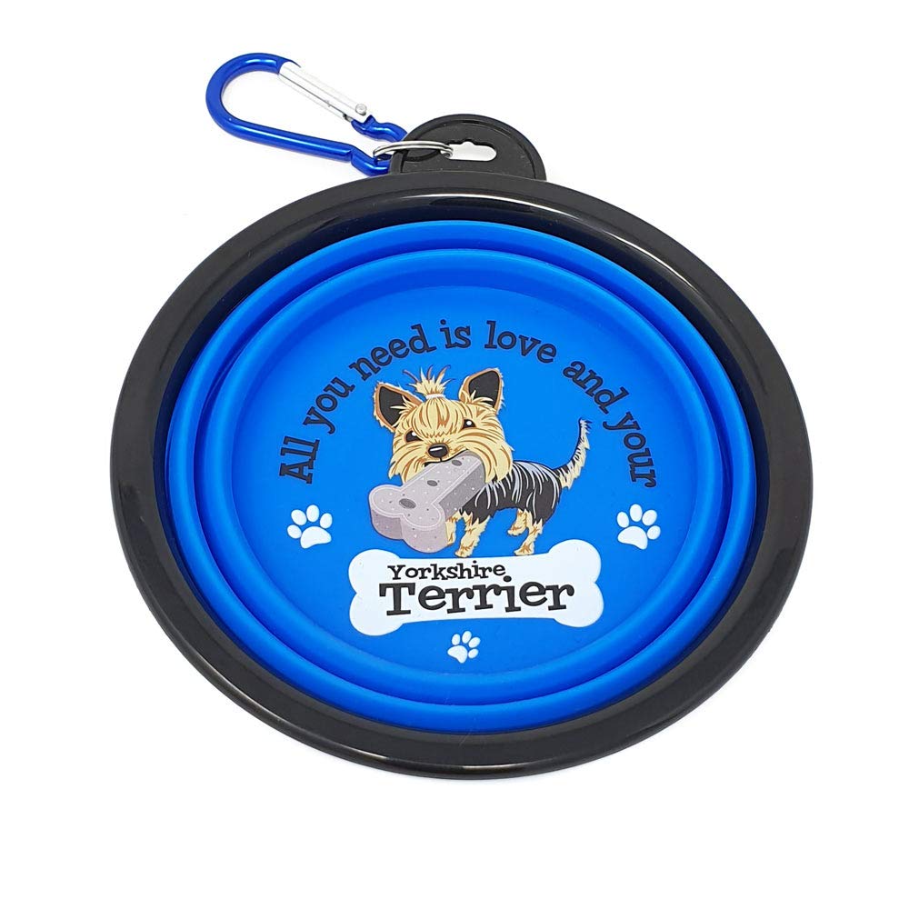 Yorkshire Terrier Dog Gift Quality Pet Travel Bowl. Collapsible, stores flat.
