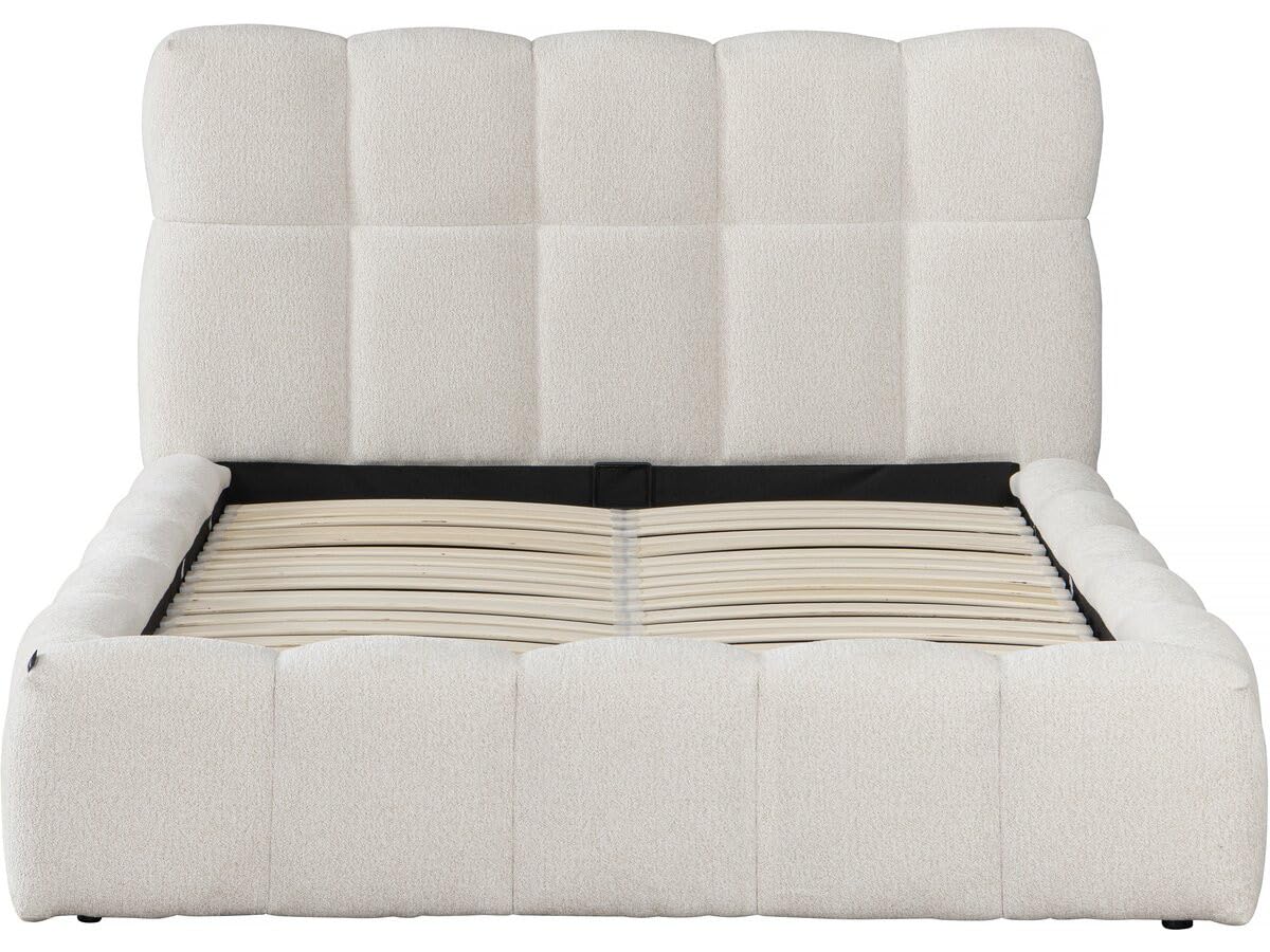 Lit double en tissu avec coffre "Davos" - 160 x 200 cm - Beige