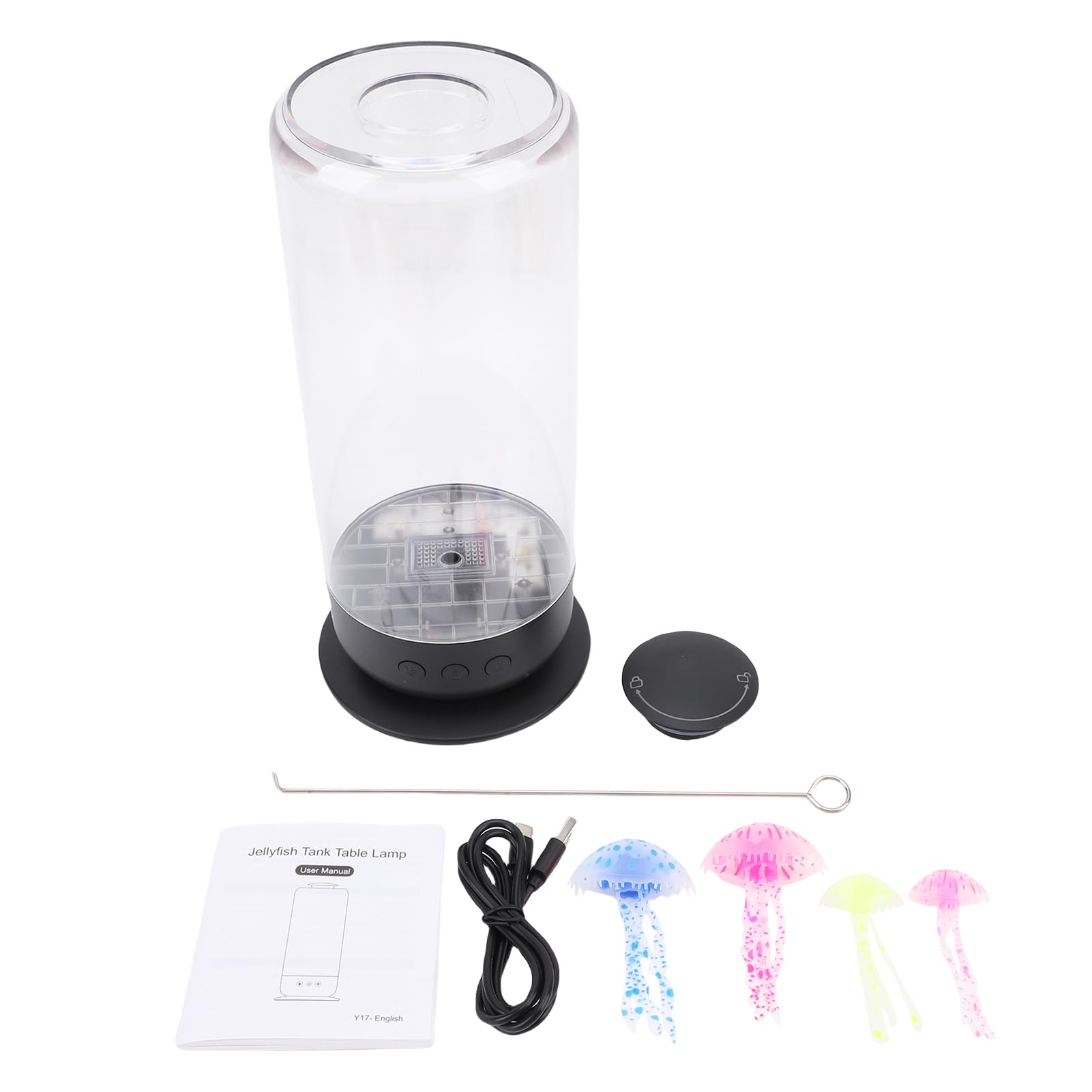 Sxhlseller Lampa Meduzów, 7 Kolorowych LED Fantasy Mood Light z 3 Prędkościami Przepływu Wody, poprawić Swój Nastrój, Cicha Lekka Lampa Akwarium do Dekoracji Domu, Mężczyźni, Kobiety i (BLACK)