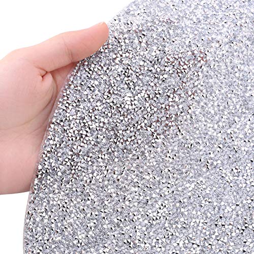 Nibiru NCBR_01 1Pcs Silver Sparkle Crushed Rhinestone Placemat Round Glam Decorative Table Mats thumb #6