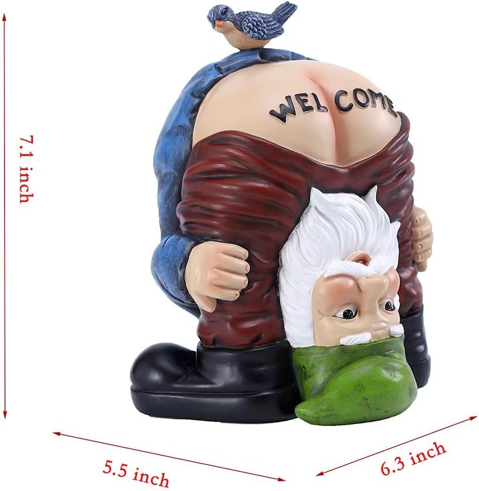 Garden Gnome Statue, Garden Decor,Gnomes Decorations for Yard, Funny Bird Welcome Figurines for Outdoor Patio, Lawn, Yard Art Decoration - Image 2