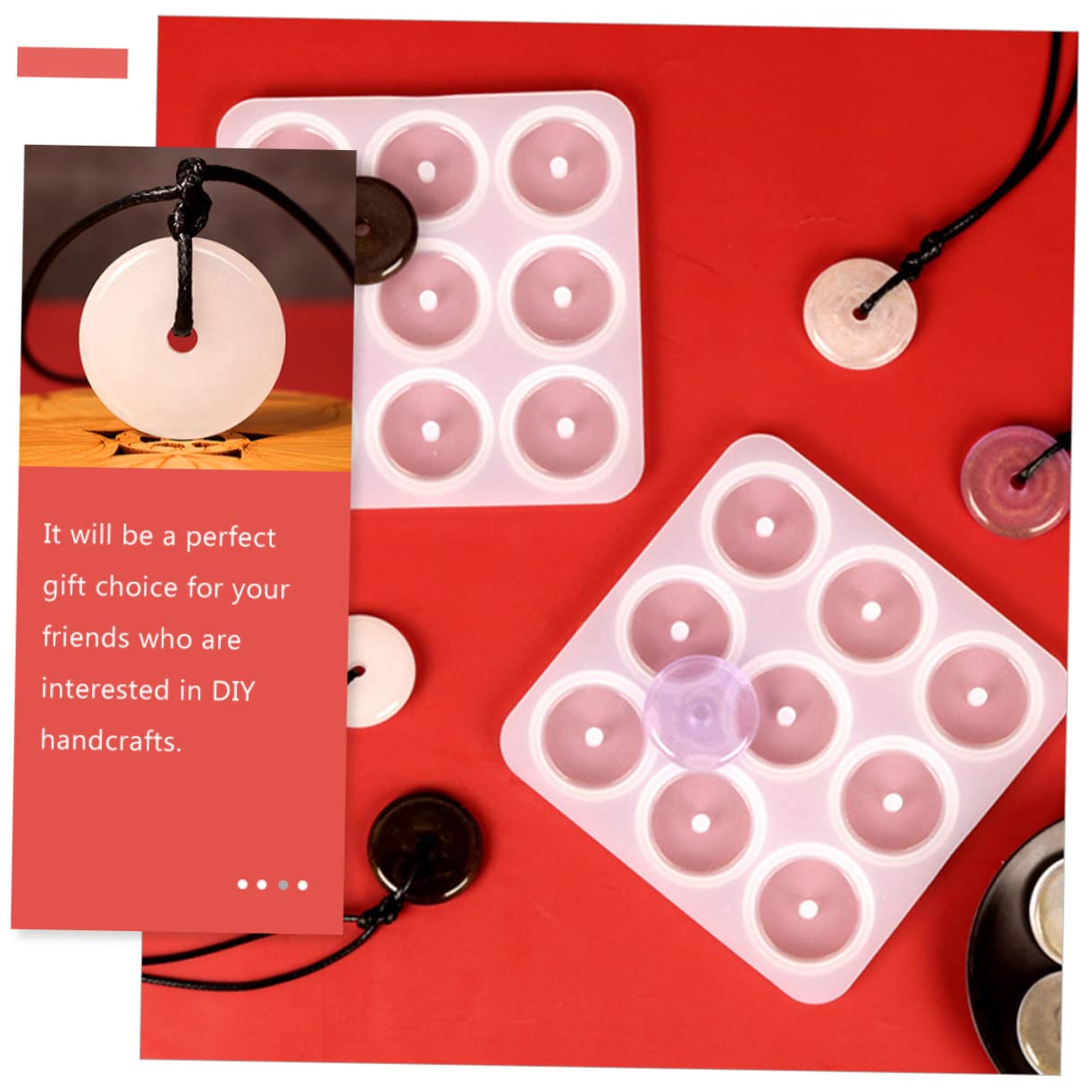4 Set Mold Silicone Flessibile Per Pendenti Collana Per Creazioni Fai Da Te Per Gioielli E Decorazioni 2 Pezzi*4