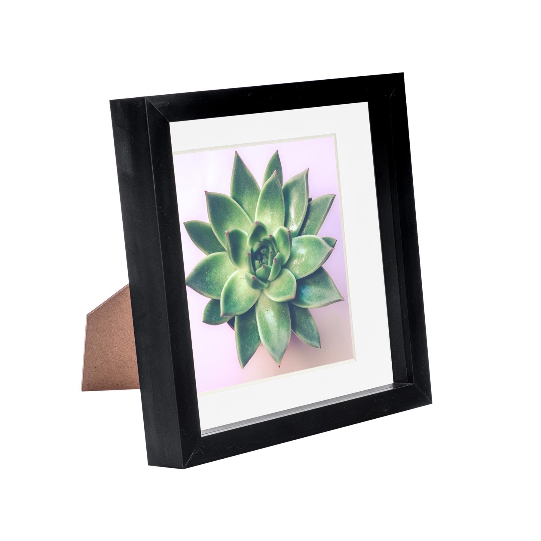 Nicola Spring Black/White 8" X 8" 3D Box Photo Frame - With 6" X 6" Mount - Mount