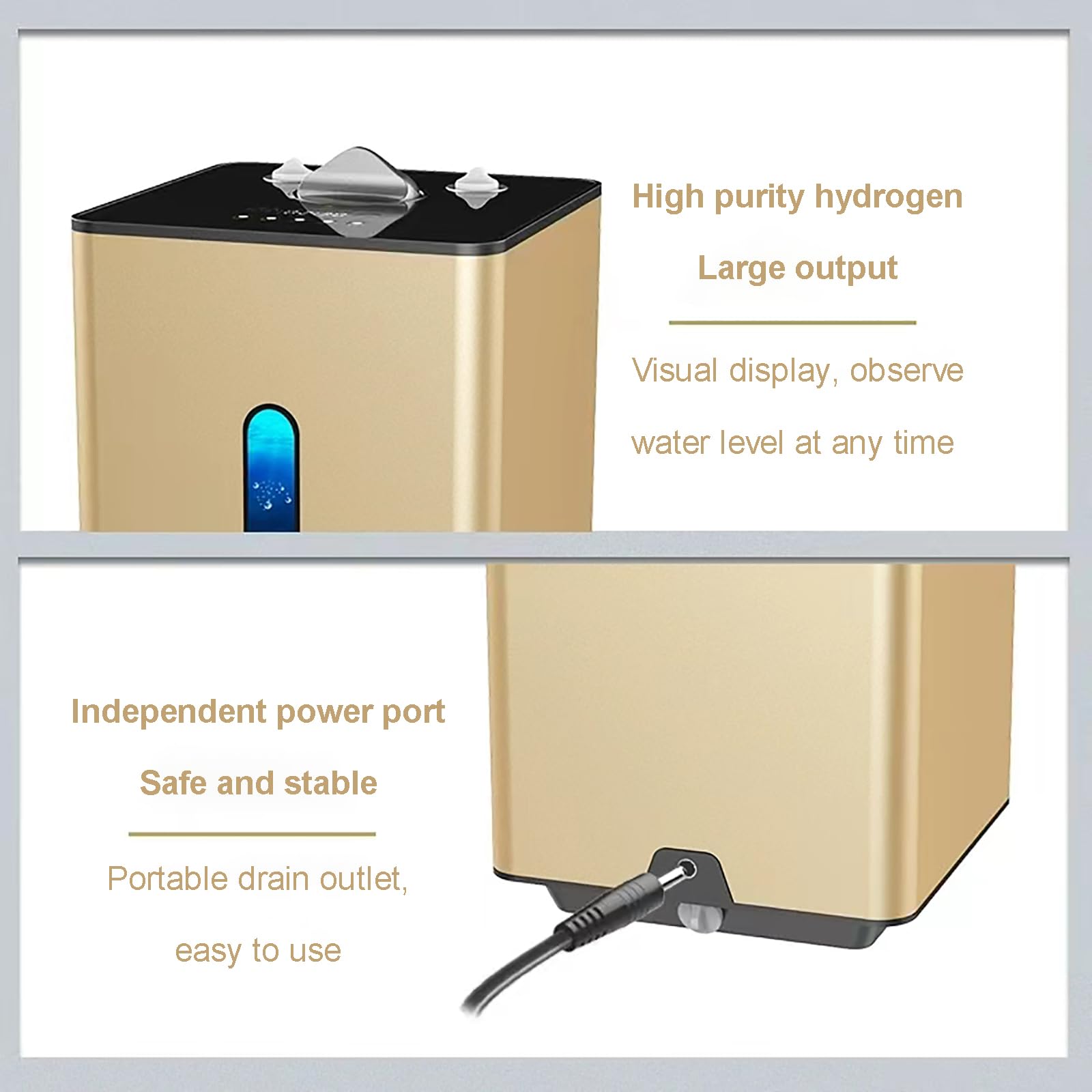 Urządzenie do inhalacji wodorem, inhalator wodorowy H2 o wysokiej czystości 99,99%, inhalator H-O z dwoma portami, technologia SPE/PEM, generator wody bogatej w wodór do domu