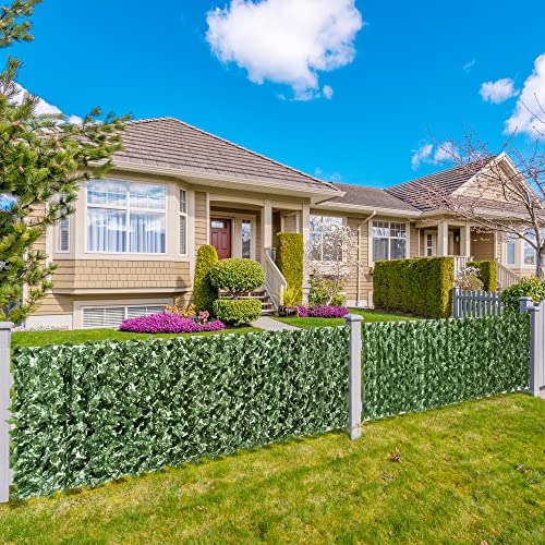 Outsunny 1-Piece Artificial Leaf Hedge Screen Privacy Fence Panel for Garden Outdoor Indoor Decor Dark Green, 2.4M x 1M - Image 2