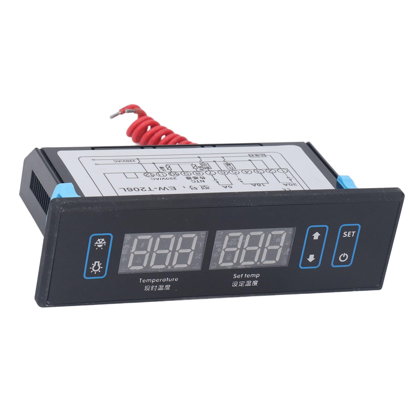 Ejoyous Termostat z Cyfrowym Wyświetlaczem, Regulator Temperatury ABS PID AC220V z Podwójnymi Czujnikami , Termostat Ogrzewania i Chłodzenia, Automatyczne Odszranianie, 60 ℉ do 125 ℉ dla Systemów