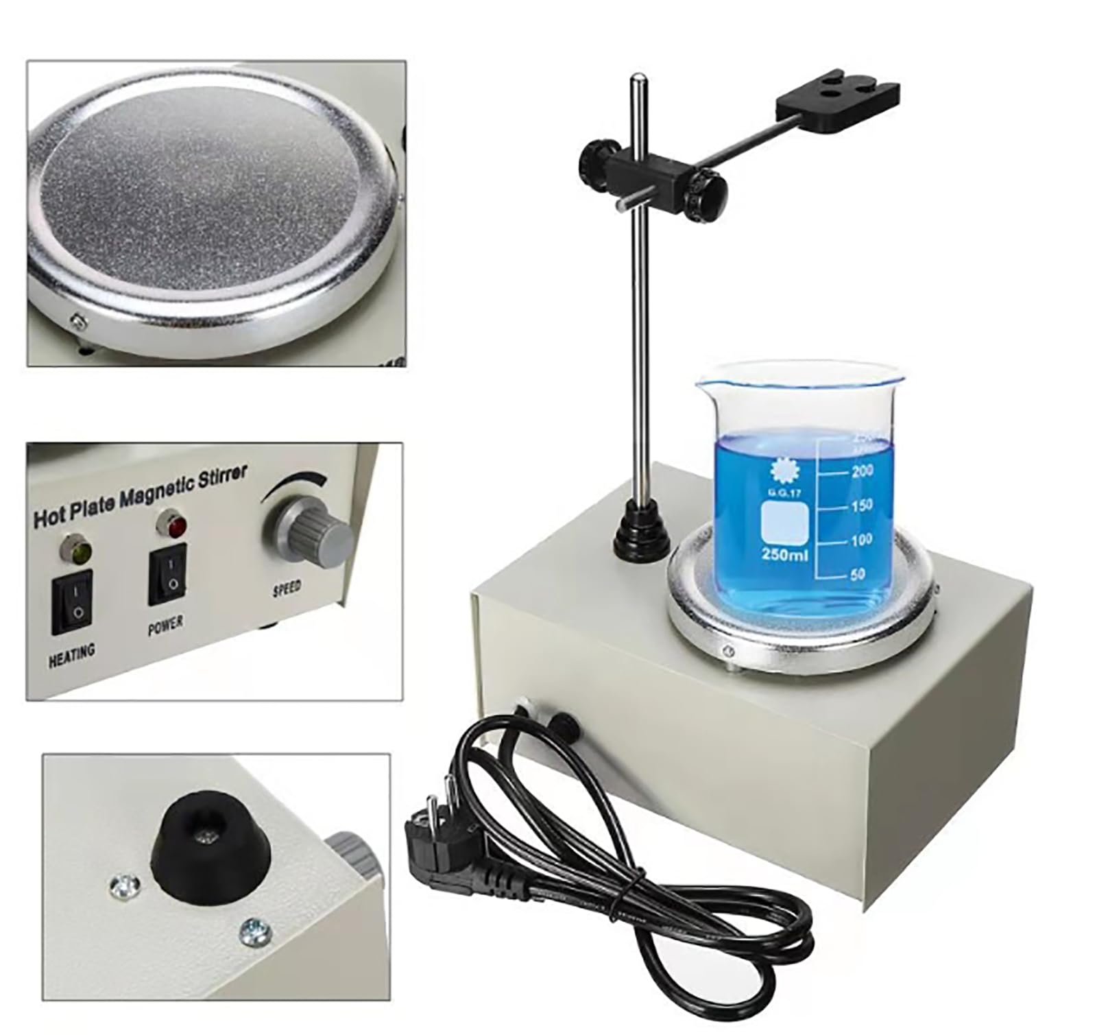 Magnetrührer über Kopf, 1L Kapazität, einstellbare Geschwindigkeit 0-2400 U/min, Temperaturregelung 0-100 ℃, ideal für Labor und Forschungszentren