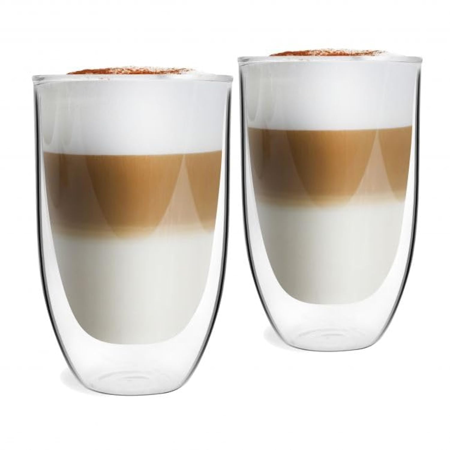 Vialli Design Set of 2 Double Walled Thermal Glasses, 350 ml, High Glasses for Latte Macchiato, Cappuccino, Amo Collection, Coffee Cups, Coffee Glasses, Heat Resistant Glass, Transparent 2 x 350 ml