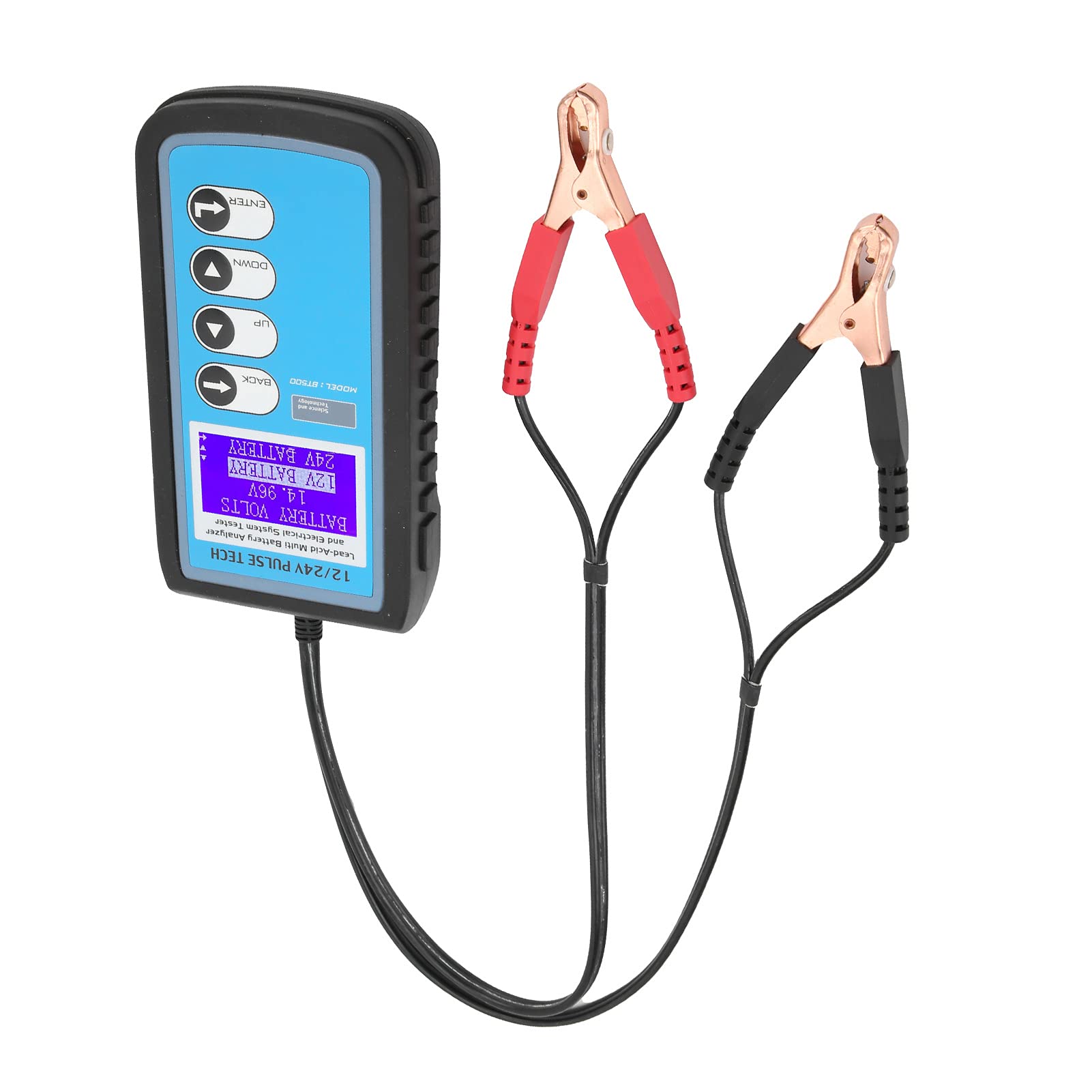 Comprobador de batería BT500, comprobador de batería de Coche de 12 V/24 V con Pantalla LCD LED retroiluminada, analizador de de Arranque y Carga para baterías estándar CCA DIN