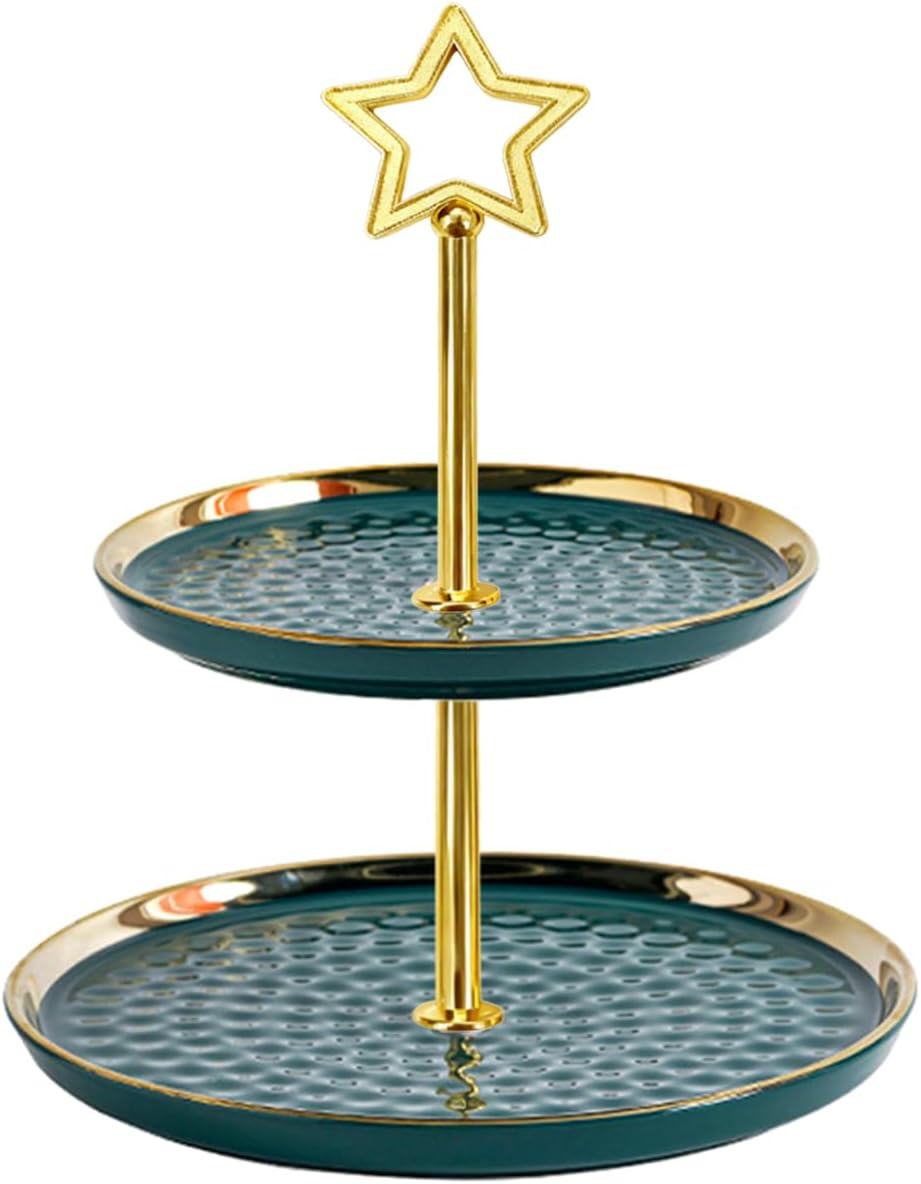 8 Sets 13.5’’ 3-Tier Cake Tray Stand Handle, Multi-tier Metal Dessert Fruit Center Rod Heavy Duty Hardware Holder for Wedding Party Birthday Cupcake Platter Stand Fittings - Gold Stars