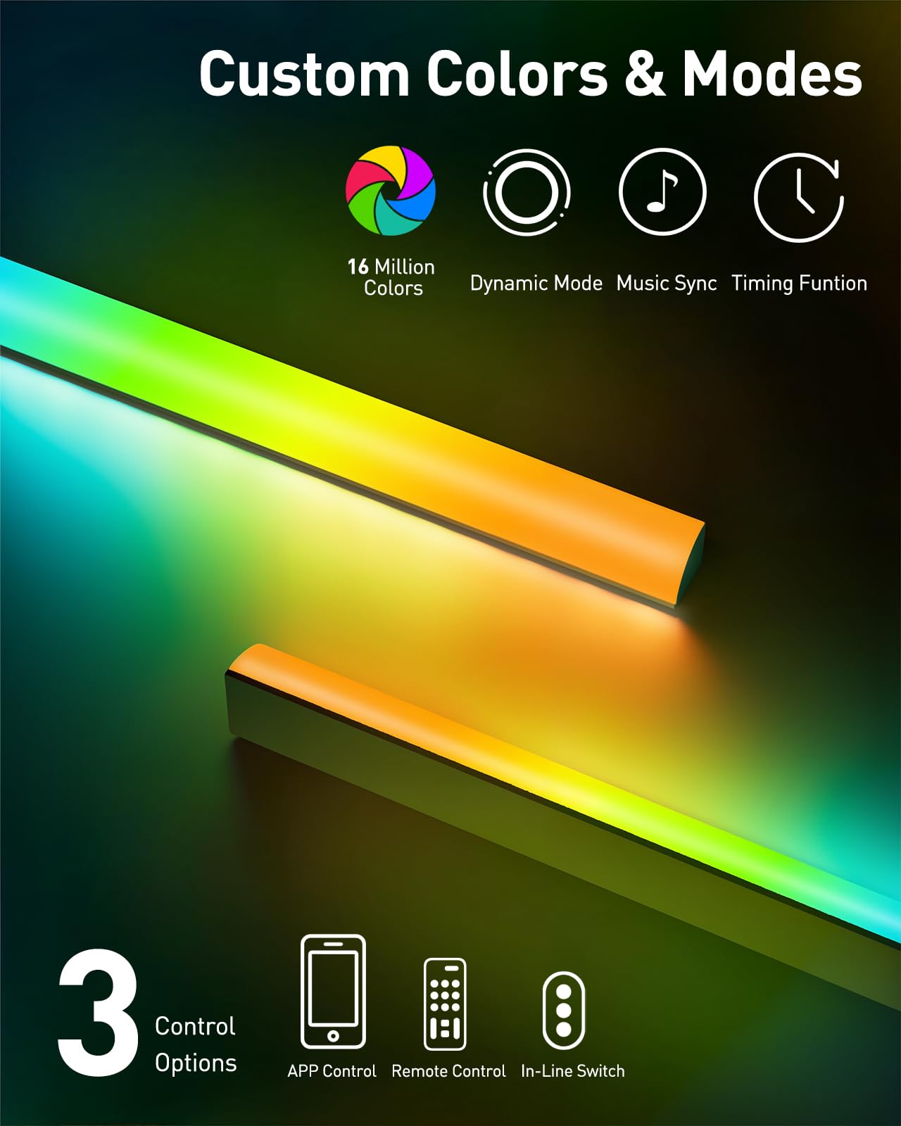 Perlegear TV Wandhalterung für 26-65 Zoll TVs bis 45 kg, LED-Hintergrundbeleuchtung mit Musik-Synchronisation, Max VESA 400x400mm mit Schwenk, Erweiterungs und Neigefunktion PGMF20