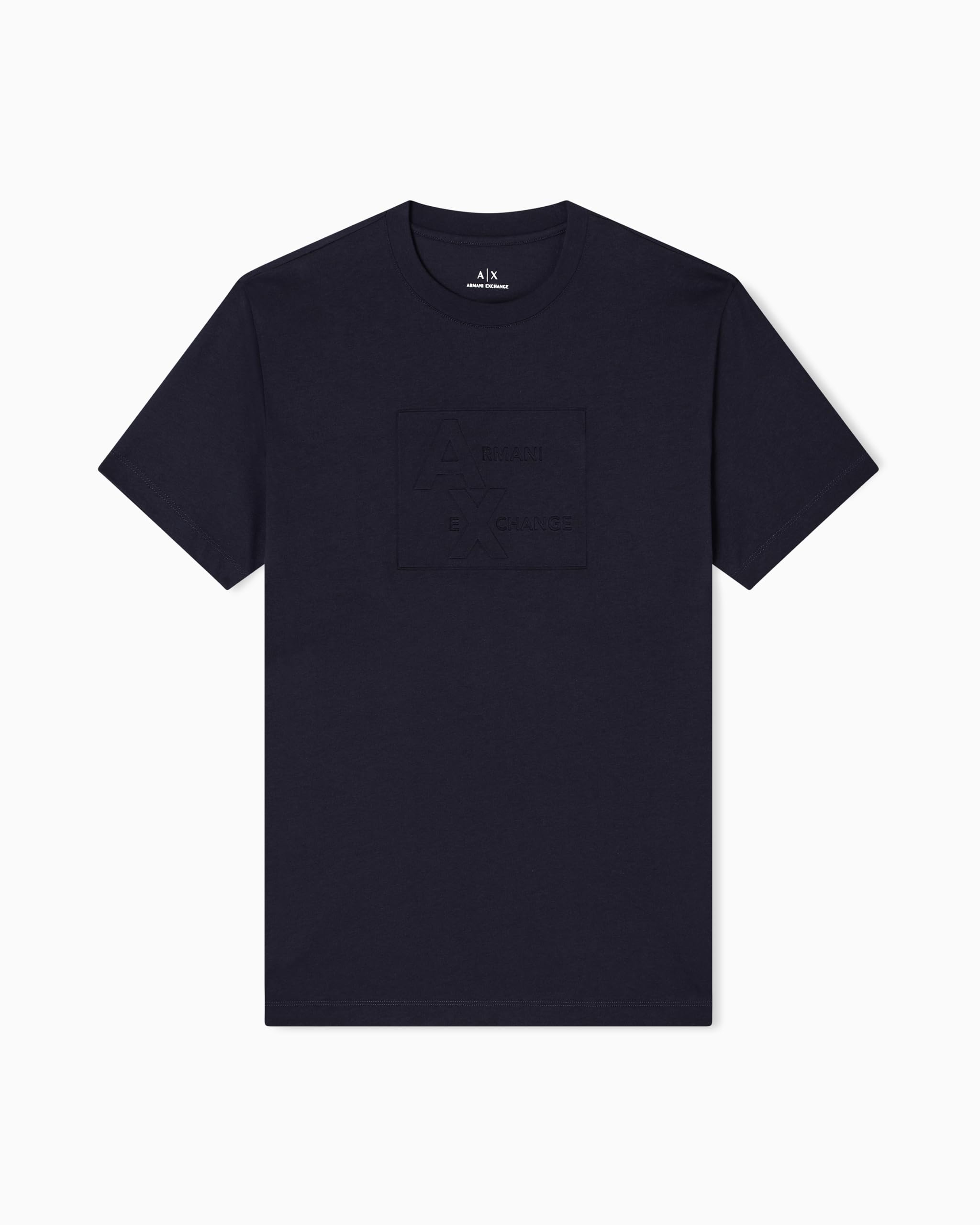 Armani Exchange Men's Short Sleeve Tone on Tone Logo Round Collar T-Shirt Blue M, deep Navy, M