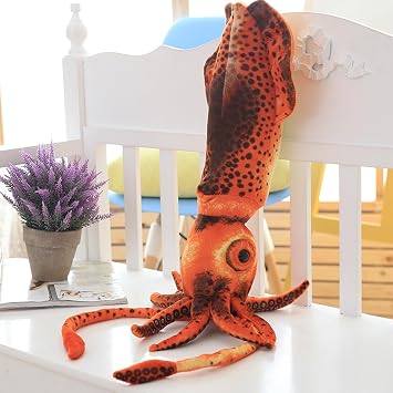 Squid Plush Toy, Squid, Large Sea Animals, Huggable Pillow, Large Pillow, Sleeping Pillow, Cushion, Real-like Present, Image 01, Realistic, 23.6 inches 60 cm, Wrap Around the Cloth, Comfortable