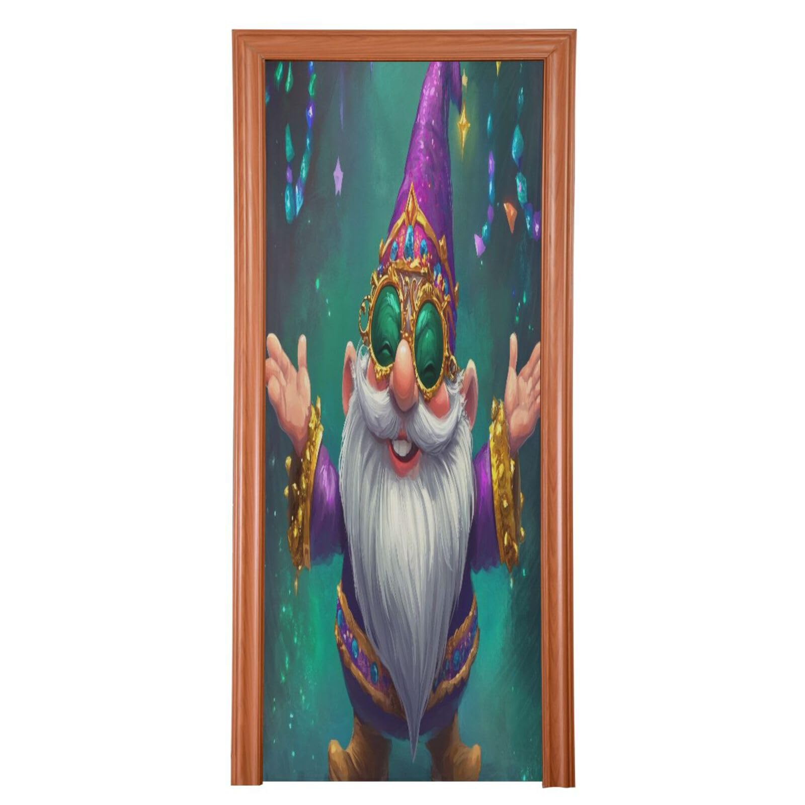 FLildon Mardi Gras Rich Gnome Door Cover Decoration, Party Accessory Porch Decor for Festive Ornament Room Door Covers 32 x 79 Inch